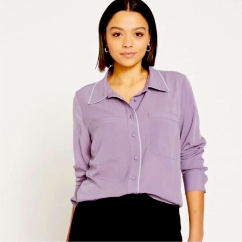 Universal standard periwinkle button up top